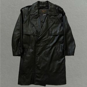 Vintage 90’s Reed Sportswear Leather Trenchcoat. Size 36.